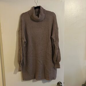 Long sleeve, grey sweater dress. Turtleneck. Size large.